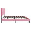 Lit double rembourré rose moderne avec tête de lit en lin - aucun sommier nécessaire, installation sans effort, cadre de plateforme stable à boutons requis, base en lattes de bois, facile à assembler, 500-738985462-738985467