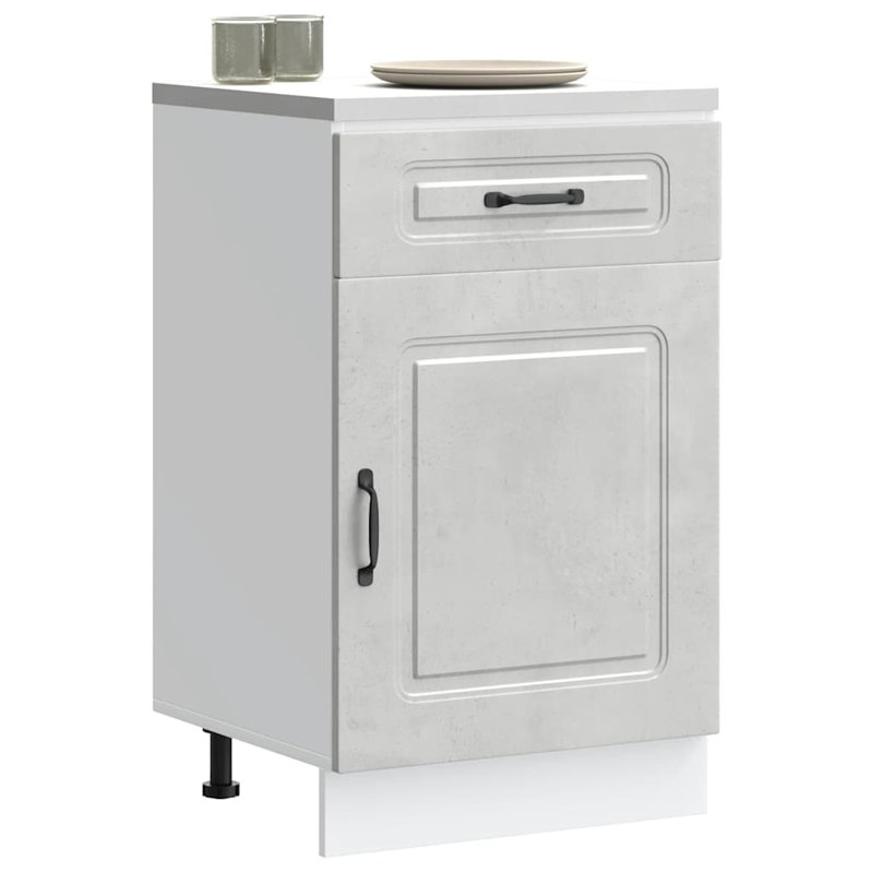 Kitchen Base Cabinet Kalmar Engineered Wood, 81.5cm H x 50cm W x 46cm D, Concrete Grey
