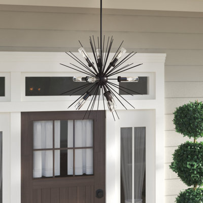 Lustre d'extérieur en bronze huilé à 9 lumières H 24 po Tibbs