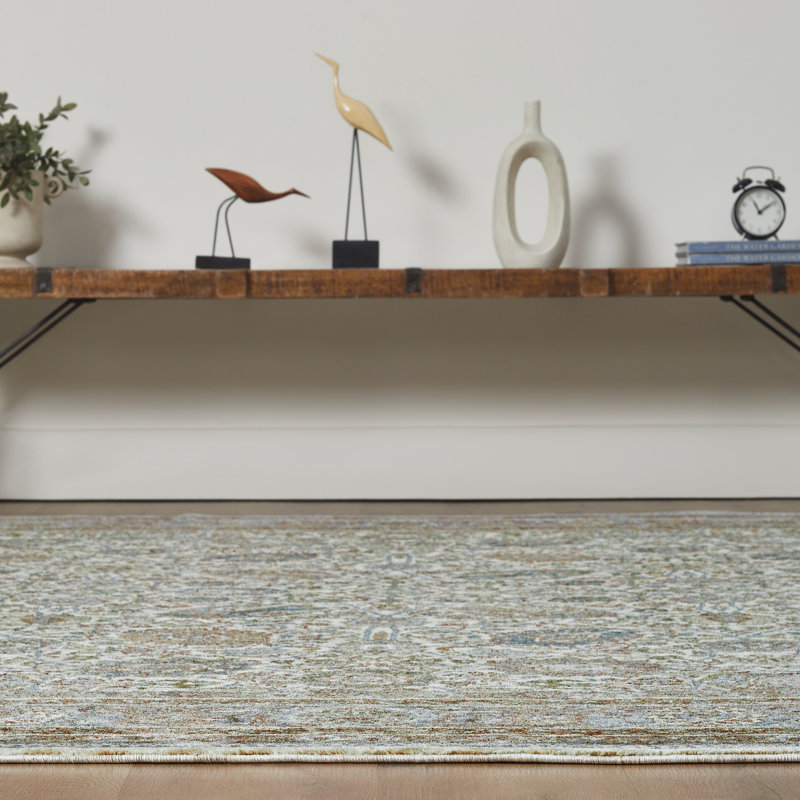 Narooma Ivory Blue Paisley Area Rug, Ivory/Blue, Runner 2'6" x 10'