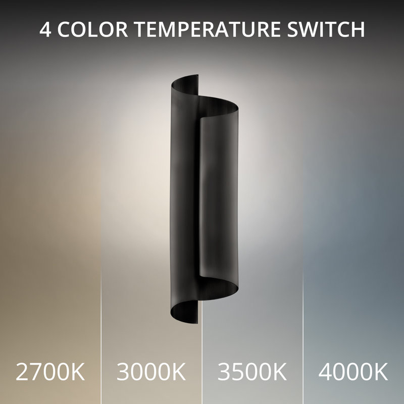 Pirouette Dimmable LED Wall Sconce With Built-In Color Temperature Switch From 2700K/3000K/3500K/4000K, Black