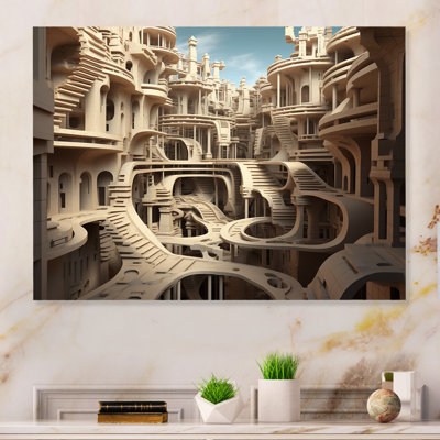 Art mural de rêve architectural fractal fantaisie IV - surréalisme, art mural en métal