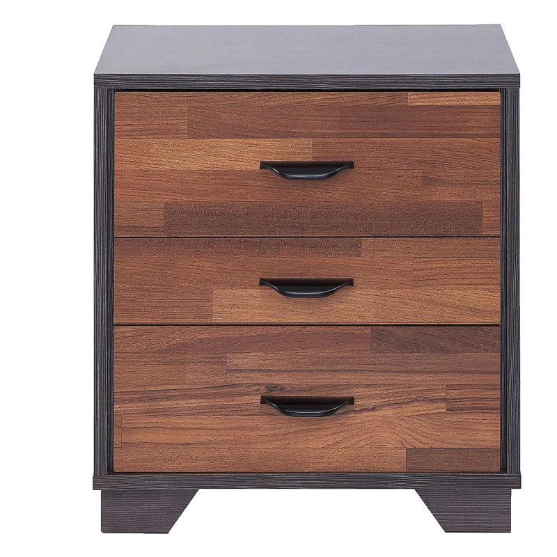 Walnut and Espresso 3-drawer Rectangular Accent Table, Walnut
