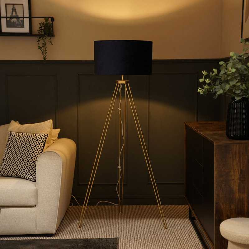 Dundrod 127cm Powder Coated Tripod Floor Lamp Set, Blue, Yes