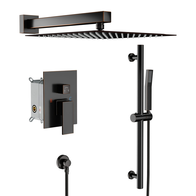 Wall Mount Dual Shower Head with Rough-in Valve and Slide Bar