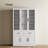 White Multifunctional Lacquered China Cabinet Dining Cabinet - Glass Door + 2 Drawers