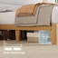 Base de lit double, cadre de lit avec lumière à DEL RVB et station de charge, tête de lit à 2 niveaux de rangement et support de lattes en bois robuste, aucun sommier requis, assemblage facile (crème, double)-2127113373-2127113372