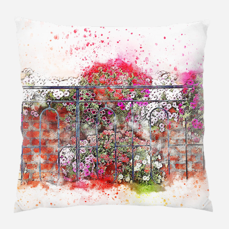 Cutrer Outdoor Reversible Throw Pillow, Microsuede, Indoor 