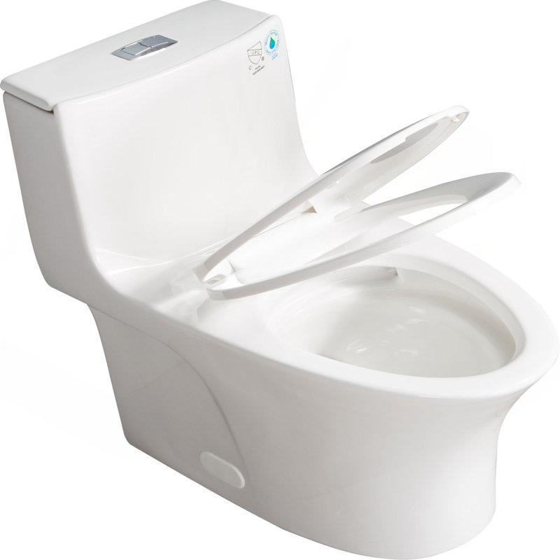 Toilette une pièce, 1,1 / 1,60 GPF écoénergétique, à double chasse allongée, à fixation au sol, hauteur de confort, toilette conforme ADA avec siège à fermeture douce inclus