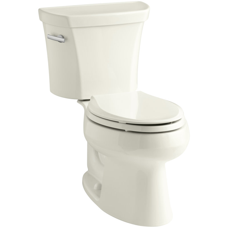 Wellworth 1.6 GPF Elongated Two-Piece Toilet (Seat Not Included), Biscuit, Left-Hand