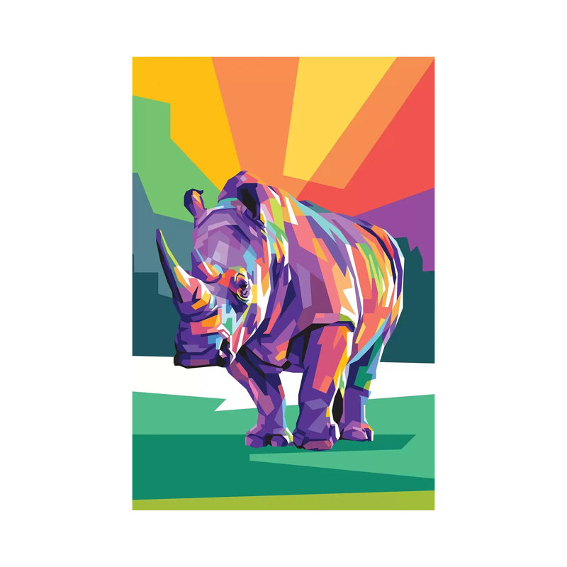 Rhino by Dayat Banggai - Print on Canvas, 152.4cm H x 101.6cm W x 3.81cm D, Wrapped Canvas