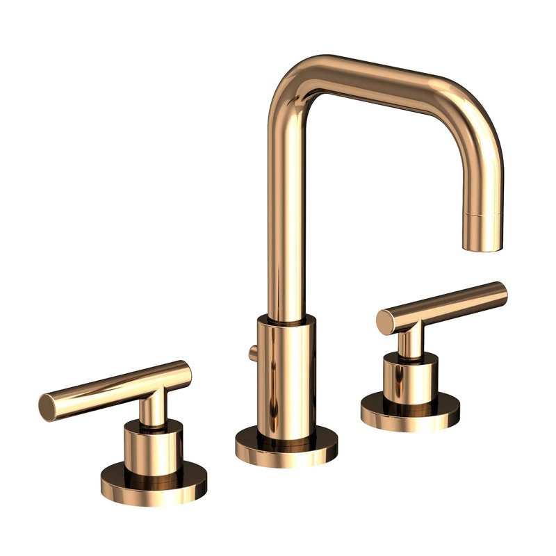 East Square Widespread Bathroom Faucet with Drain Assembly, French Gold