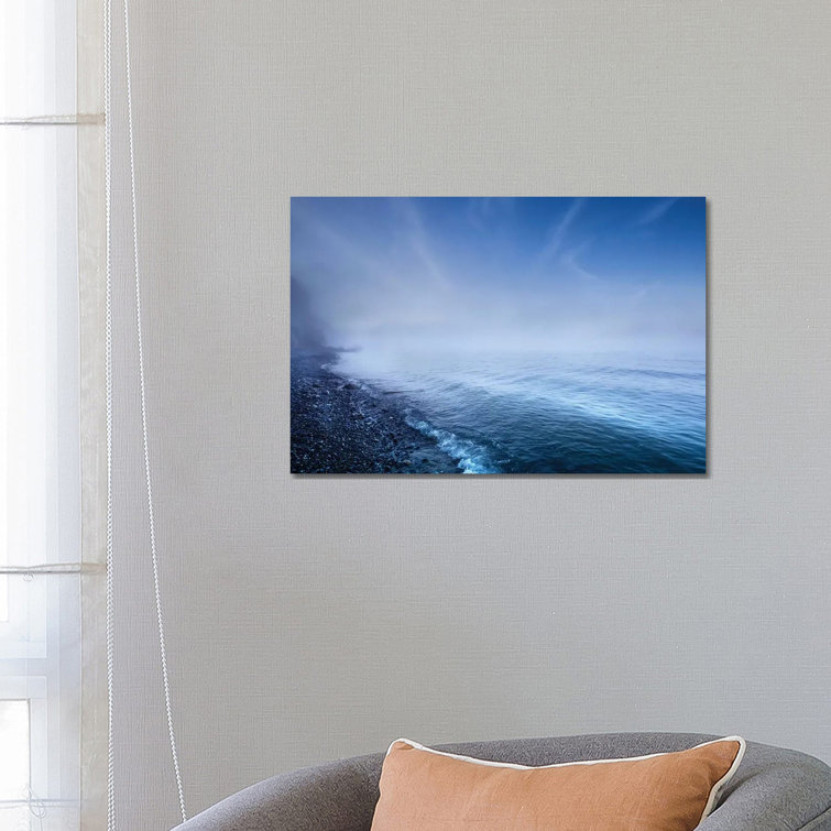 Misty Seaside in the Evening, Mons Klint Cliffs, Denmark by Evgeny Kuklev - Wrapped Canvas Photograph