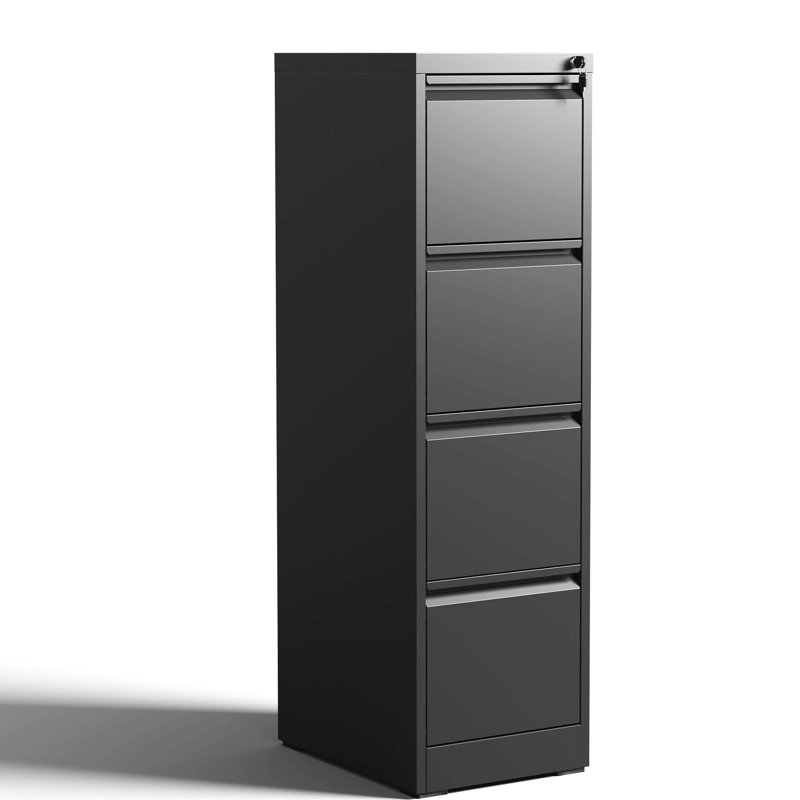 4 Drawer Metal File Cabinet With Lock, Steel Build, Tilt, Full Extension Drawers For Office/Home Organization And Maintenance Keeping
