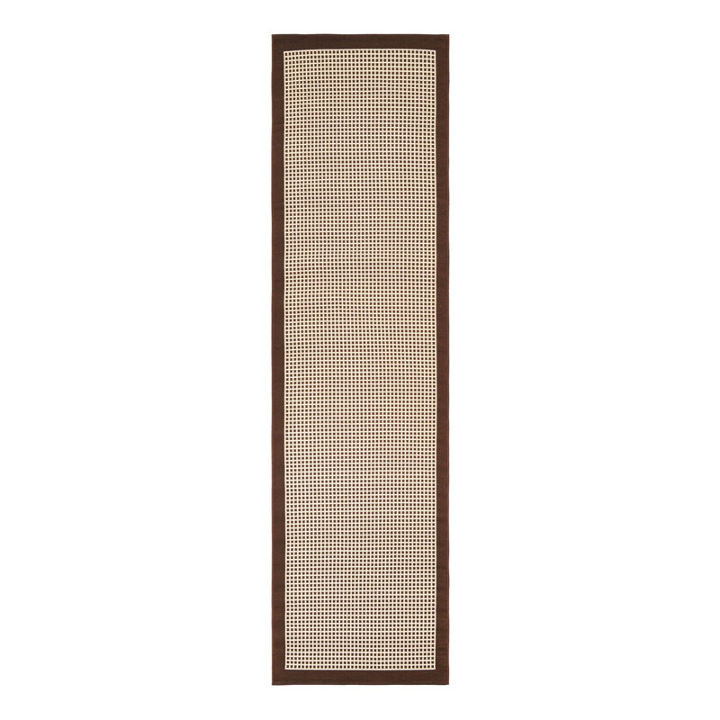 Gourlie Geometric Machine Made Power Loom Polypropylene Plastic Area Rug in Brown/Beige, Runner 2' x 6'1"