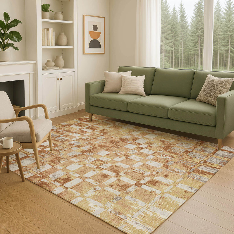 Tapis abstrait intérieur / extérieur lavable à la machine Chantille ACN2628, Cuivre, 3 pi x 5 pi