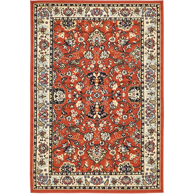 Tapis bourgogne Bhatari, Rectangle 5 pi 1 po x 8 pi, Terracotta