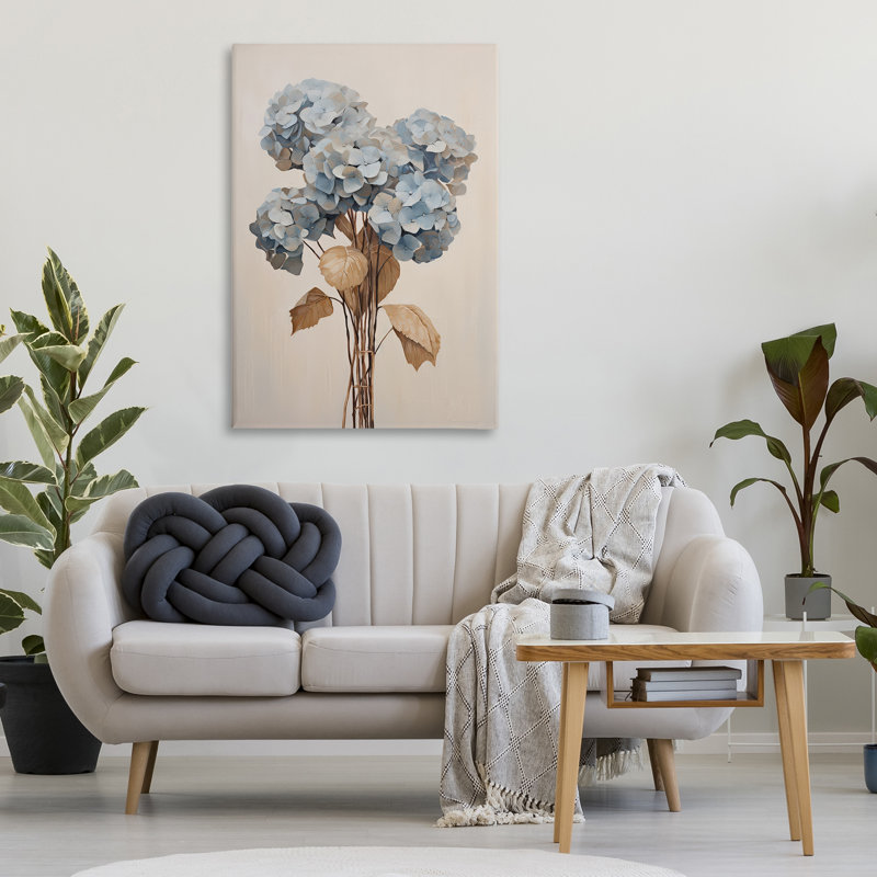 Art rétro sur toile, hortensia bleu rétro par Petals Prints Design, H 45 po x l 30 po