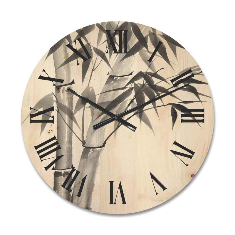 Horloge murale en bois de bambou monochrome, Moyenne