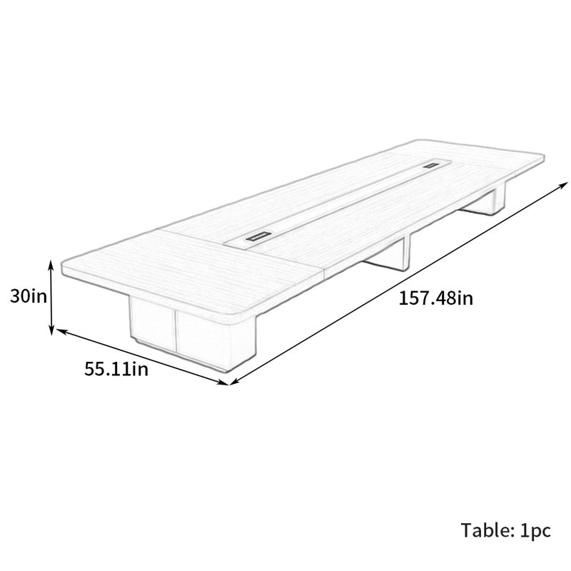 Table de conférence moderne et luxueuse, H 30 po x L 157,48 po x l 55,11 po