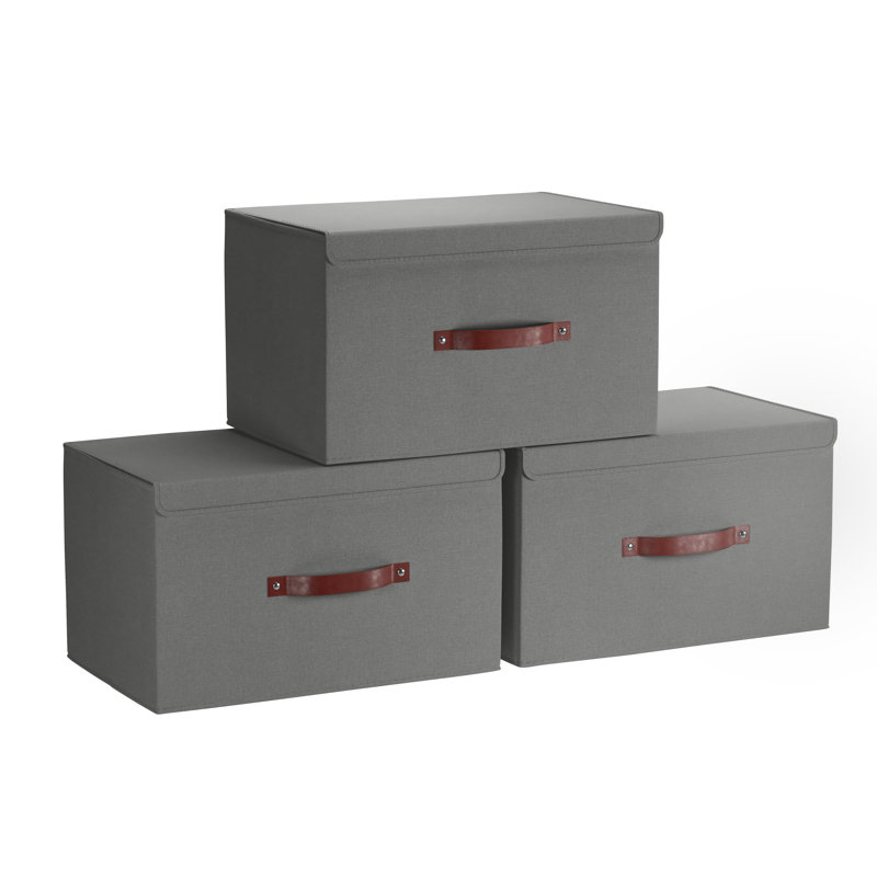 Ensemble de boîtes pliables en tissu, Gris, H 7,5 po x l 11,8 po x P 16,5 po