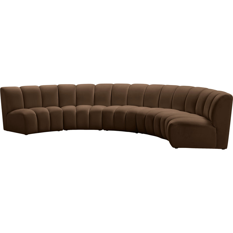 Canapé modulaire en velours Infinity, Velours brun, 5 pièces
