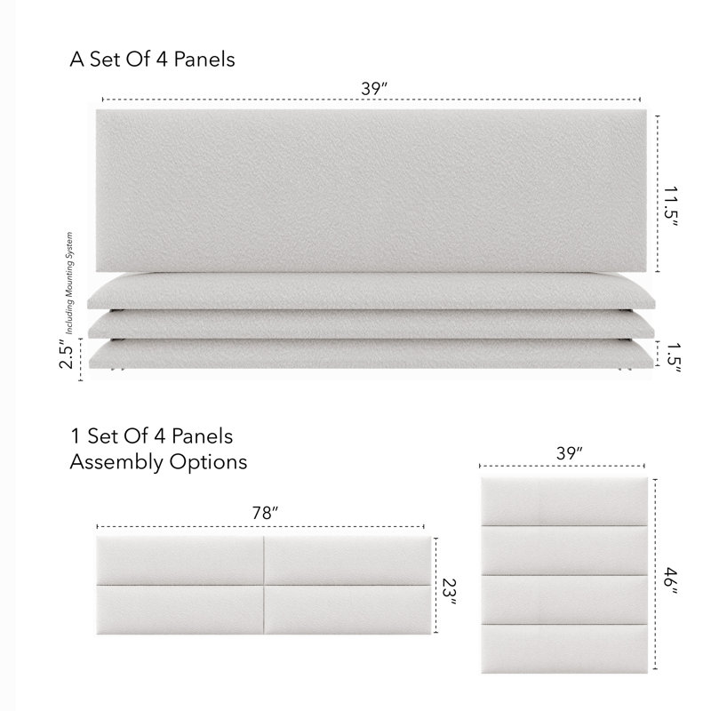 Upholstered Headboard, Large, Boucle Ivory