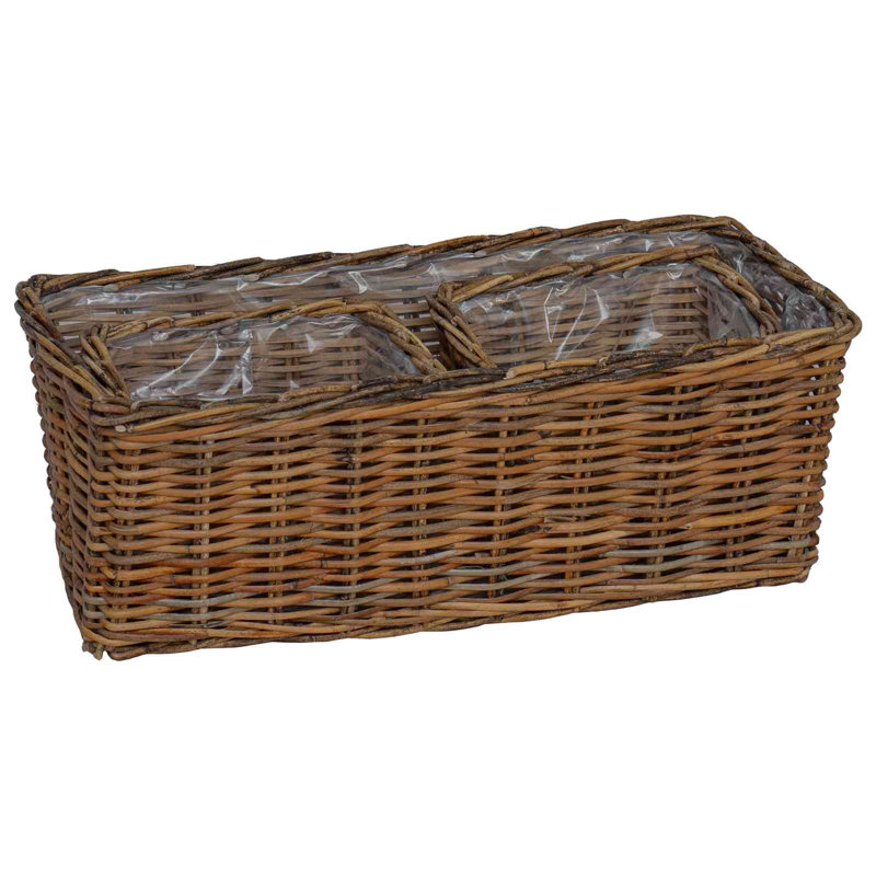  Planter Basket With Storage 3 Pcs Decorative Baskets Indoor Outdoor, Brown