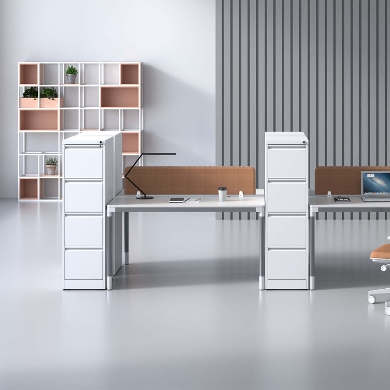 Malaja 52.4"H Metal Vertical Filing Cabinets with 4 Drawers Lockable For Home Office A4/Letter/Legal, White