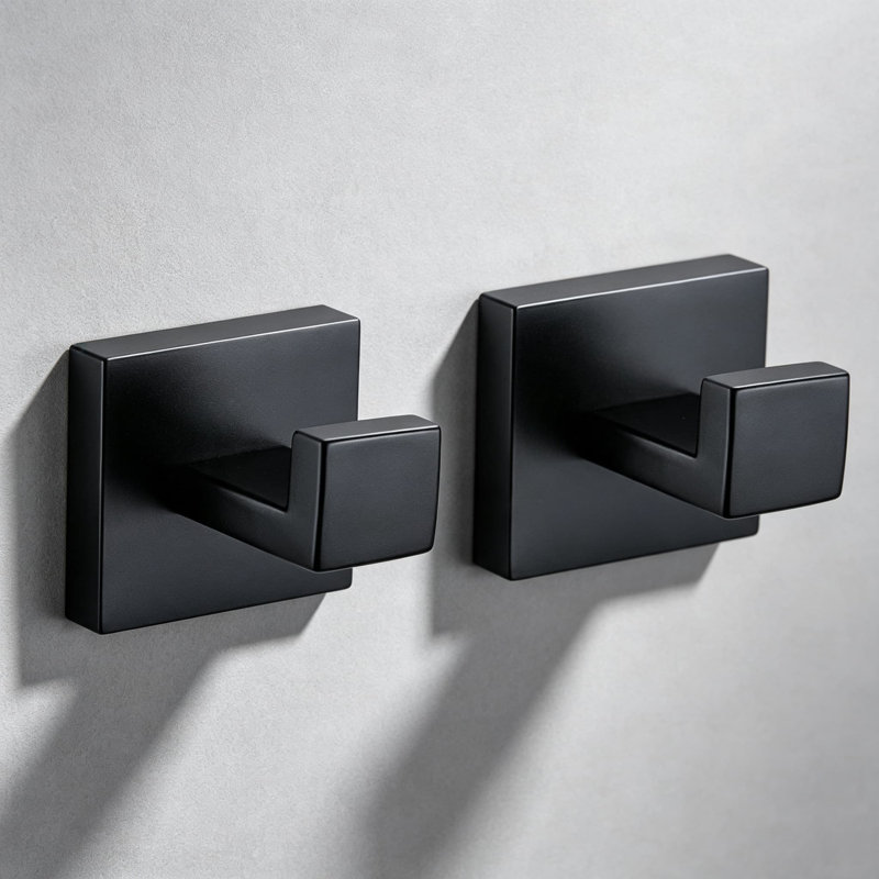 Ensemble de 6 accessoires de salle de bain avec porte-serviettes, anneaux porte-serviettes, patères et porte-papier hygiénique - Ensemble d'accessoires muraux en acier inoxydable noir mat pour une décoration moderne