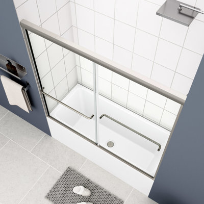 56-60"x58" Bypass Shower Door - 1/4" Tempered Glass, Finish, Smooth Sliding System, Leak Function, Easy Installation Explode, Leakage, Installation,