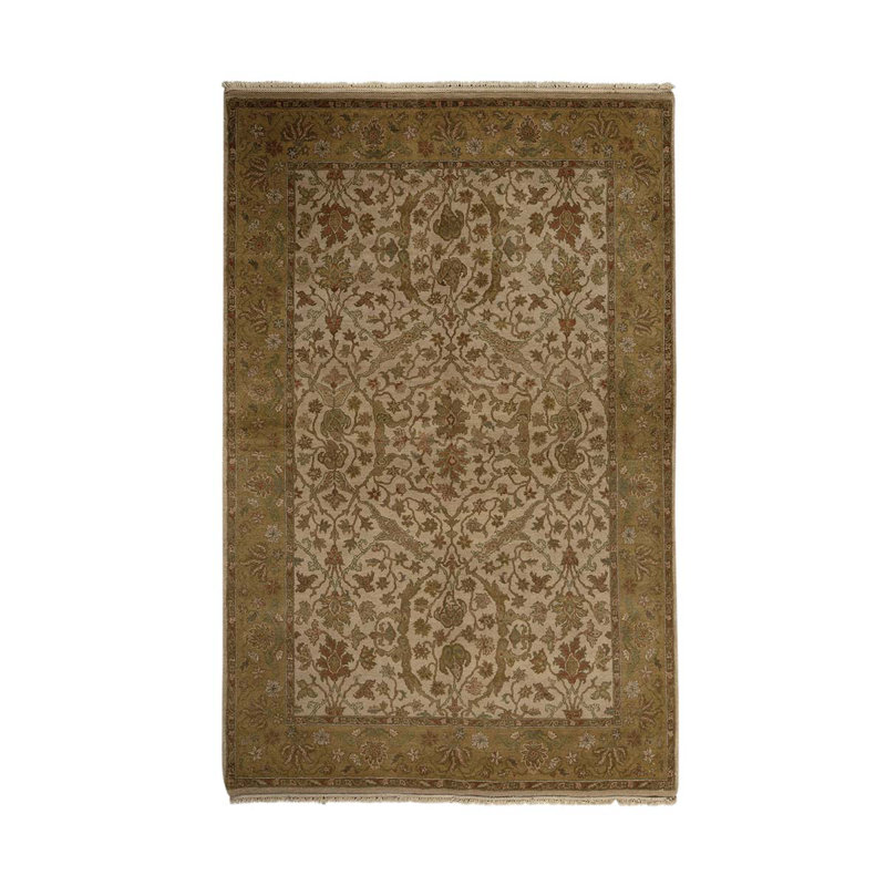 Tapis ivoire / brun noué à la main de haute qualité