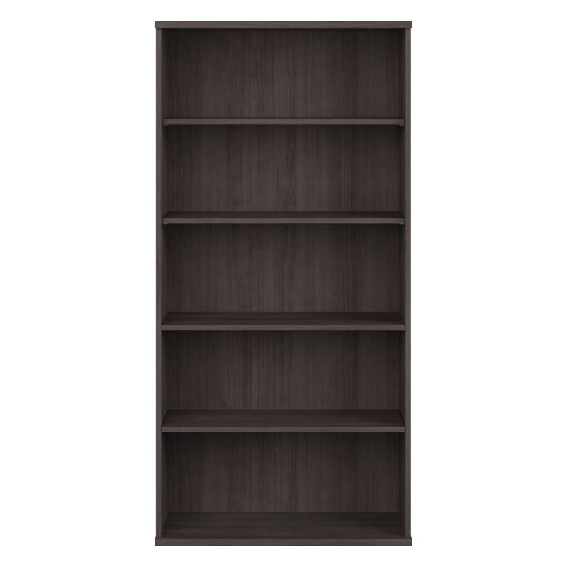 Bush Business Furniture Hybrid Tall 5 Shelf Bookcase, Storm Gray