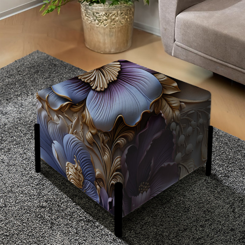 Opulence royale et mauve et royale - Repose-pieds floral carré