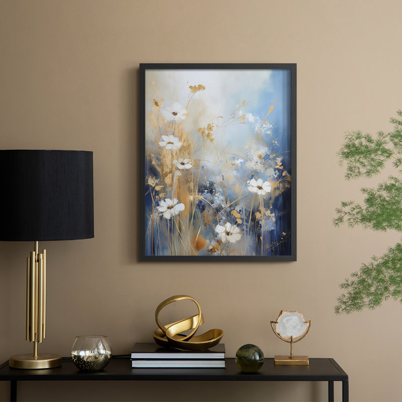 FLORAL Series CCCVII  -Premium Framed Print -Ready to Hang - No Nails Required, Black, 11" H x 9" W
