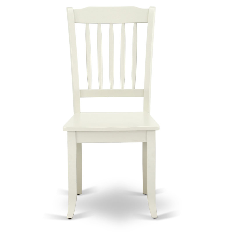 Danbury Kitchen Dining Chairs - Slat Back Wooden Seat Chairs, Set of 2, Linen White, Linen White, 1