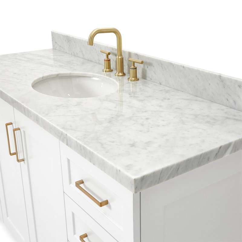 ARIEL TAYLOR 61 IN RECTANGLE SINK VANITY, White, Oval