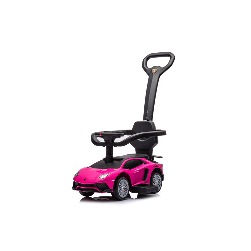 Pink Lamborghini 3-in-1 Kids Push Ride-On Toy Car