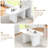 5-Piece Cream White Dining Table Set, 55" Modern Wave-Pattern Double Base Dining Table, 4 White PU Leather Chairs With Gold Metal Legs-122796196-122957523