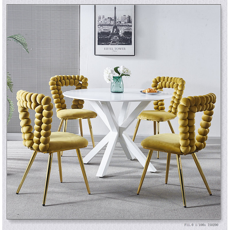 Chaise moderne (ensemble de 2) avec pieds en tube de fer, coussins moelleux et dossier confortable,