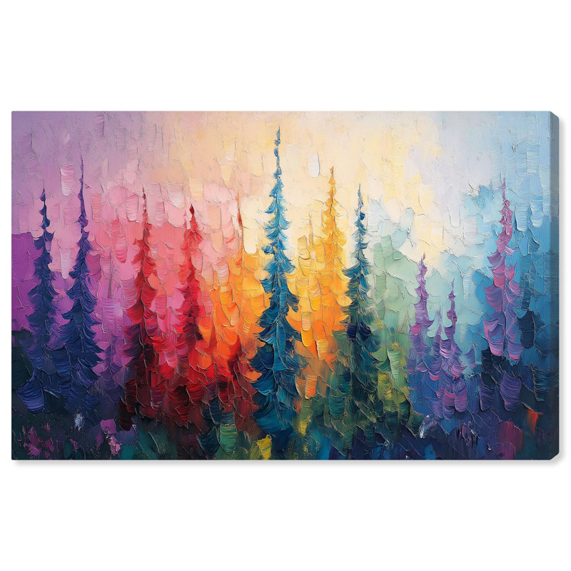 Vibrant Abstract Forest Canvas Art in Multicolor