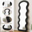 Miroir de plancher en flanelle noir pleine longueur avec support-767167584