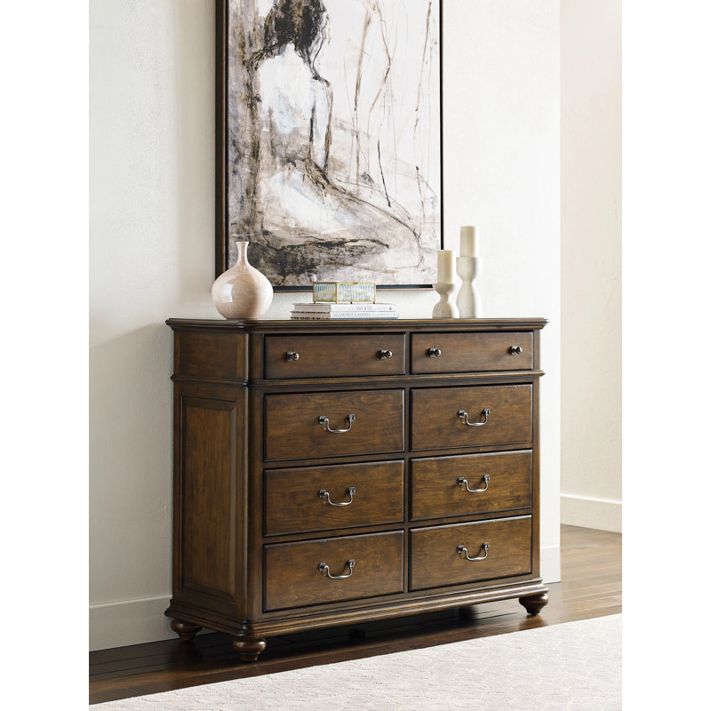 Commode double en bois massif à 8 tiroirs l 56 po Skylinn
