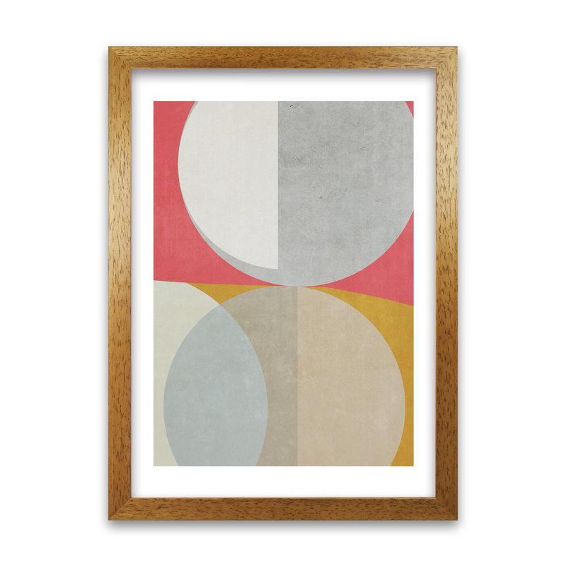 Abstract Colourful Circles Original - Print, 42cm H x 30cm W x 3cm D, Oak Frame