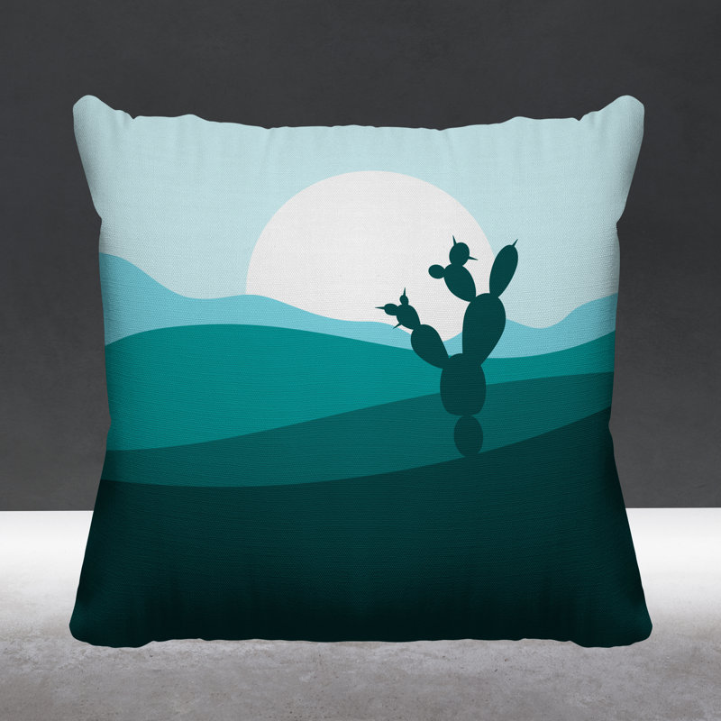 Coussin décoratif intérieur / extérieur Minimalist Desert, L 15 po x H 15 po, Émeraude