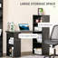Bureau à domicile moderne HOMcom avec tablettes de rangement à 6 niveaux, table d'écriture avec bibliothèque de 47 po-595670445