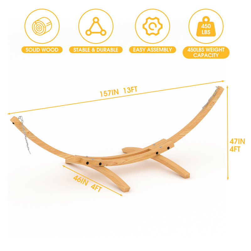 Support de hamac standard Sadina, H 47 po x l 157 po x P 46 po, Brun clair
