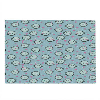 Ambesonne Narwhal Cutting Board Large Size Cartoon Whales Multicolor