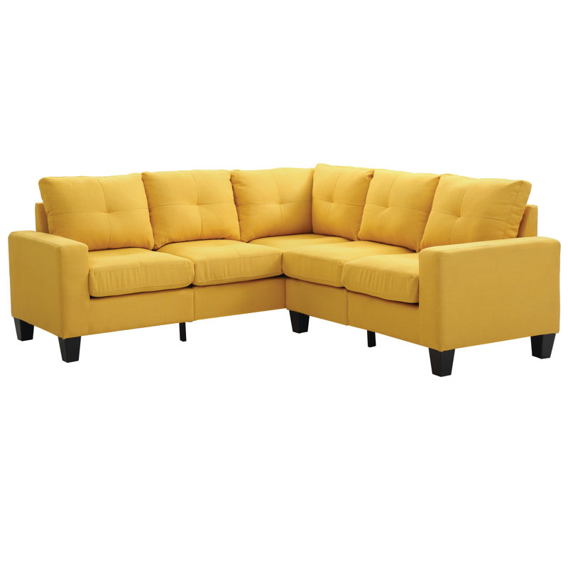 Vegas Upholstered L-Shaped Sectional Symmetrical, Yellow