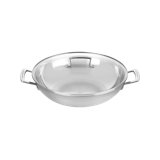 Le Creuset Classic Stainless Steel Round Wok With Glass Lid, 4.5 Qt.